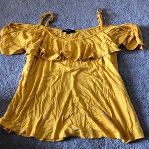 gold off the shoulder shirt